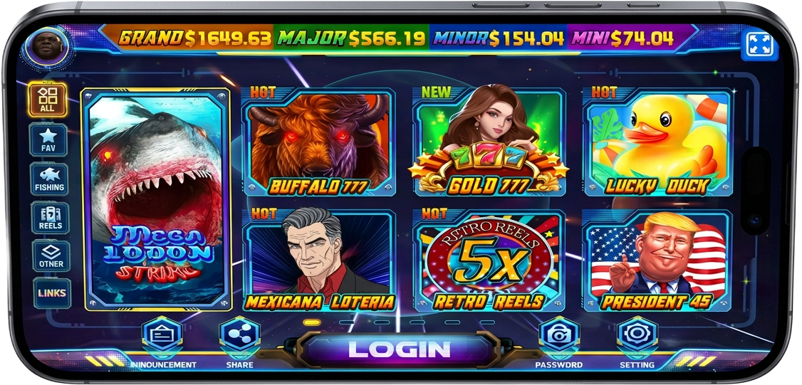 Orion Stars game lobby screenshot